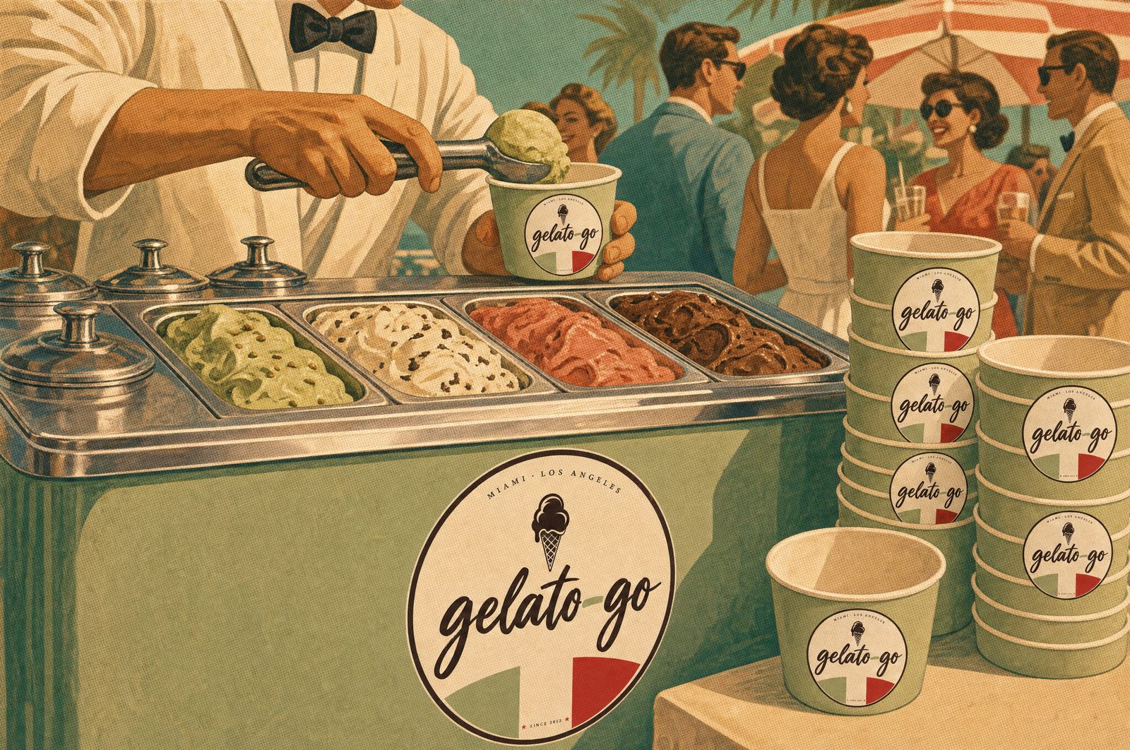 The gelato station ready to serve