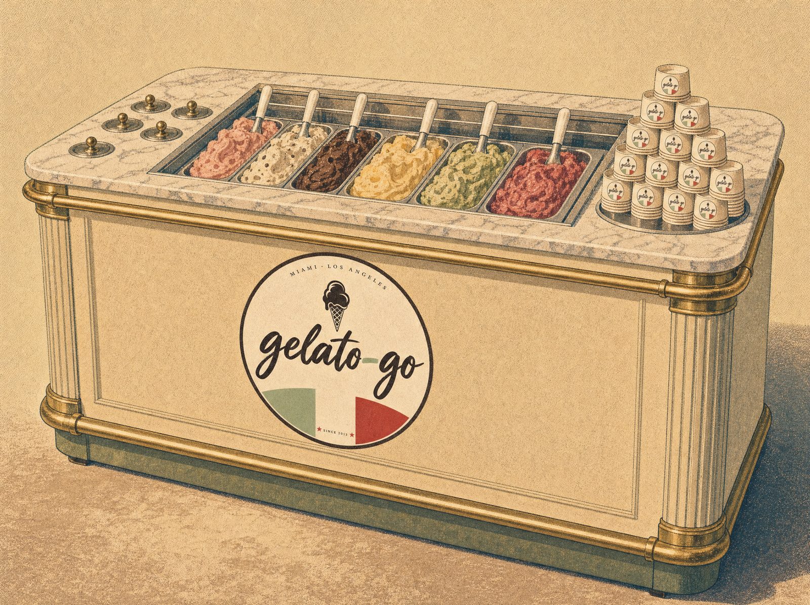 The Counter — branded white gelato counter